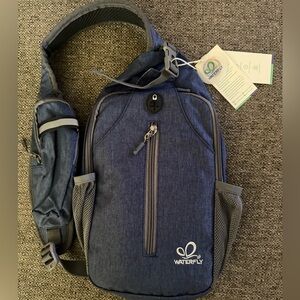 NWT Waterfly Urban Elite 2.0 UltraLight Crossbody Sling Sports Bag, Blue Gray